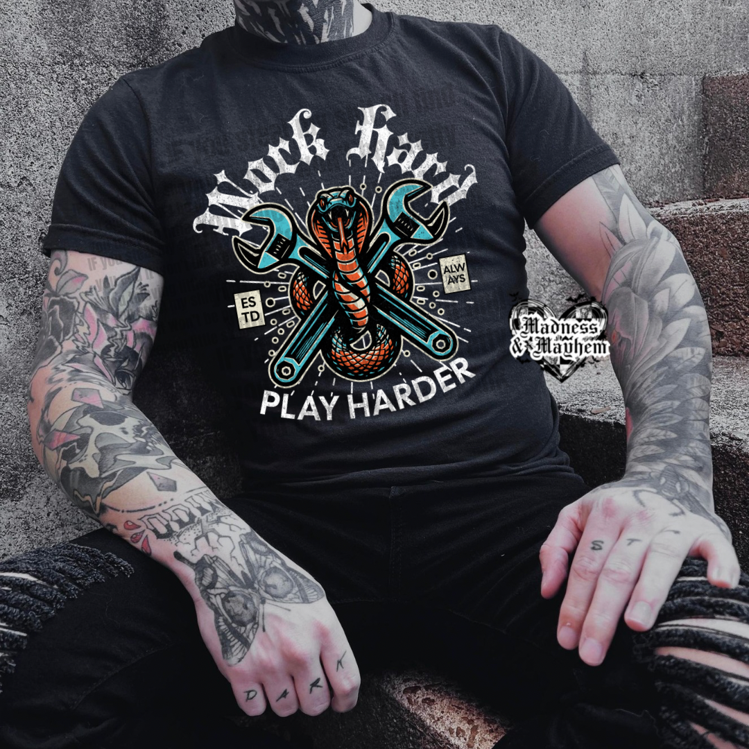 Mens work hard play harder Shirt (finished product)