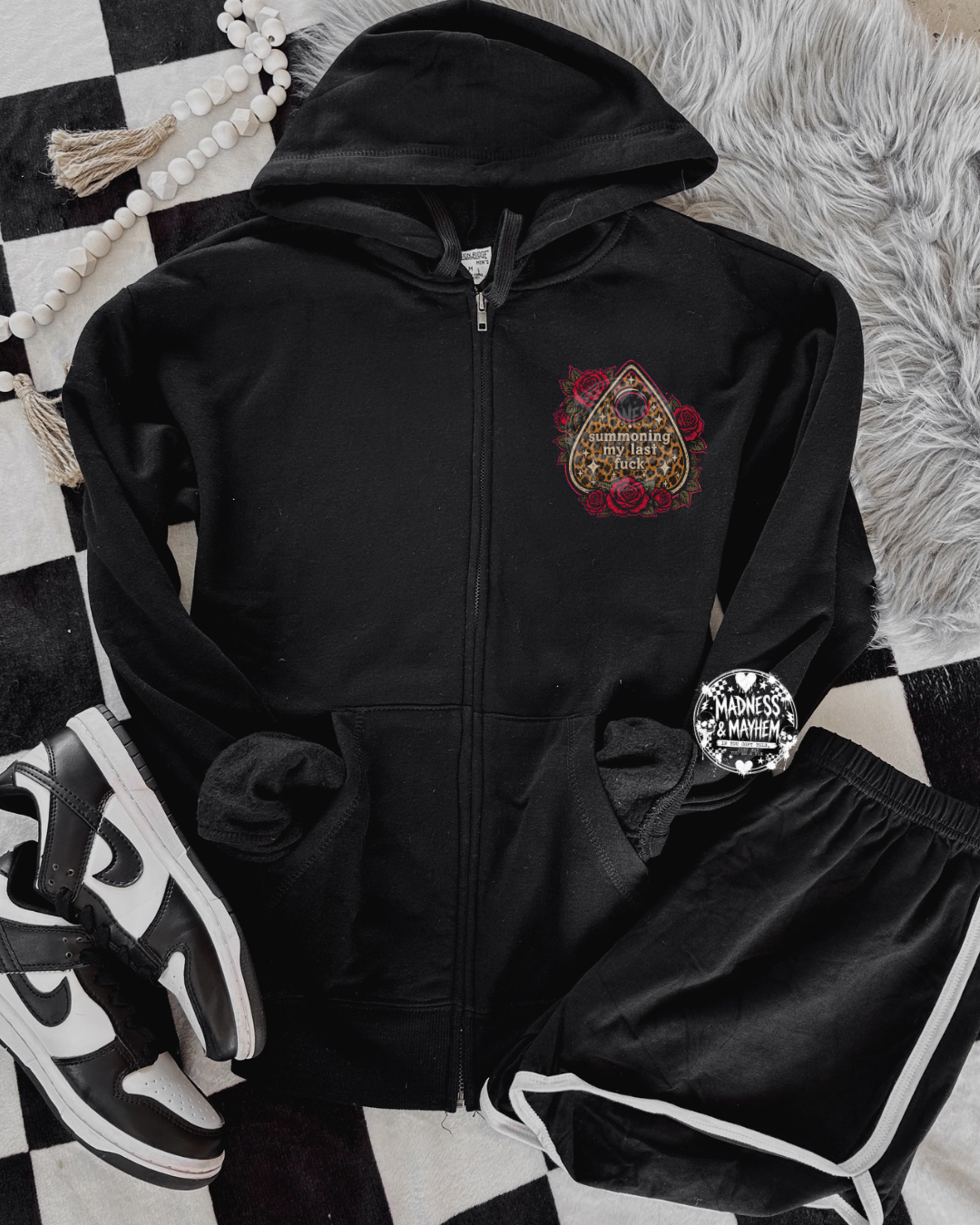 Leopard Summon a fuck zip up hoodie