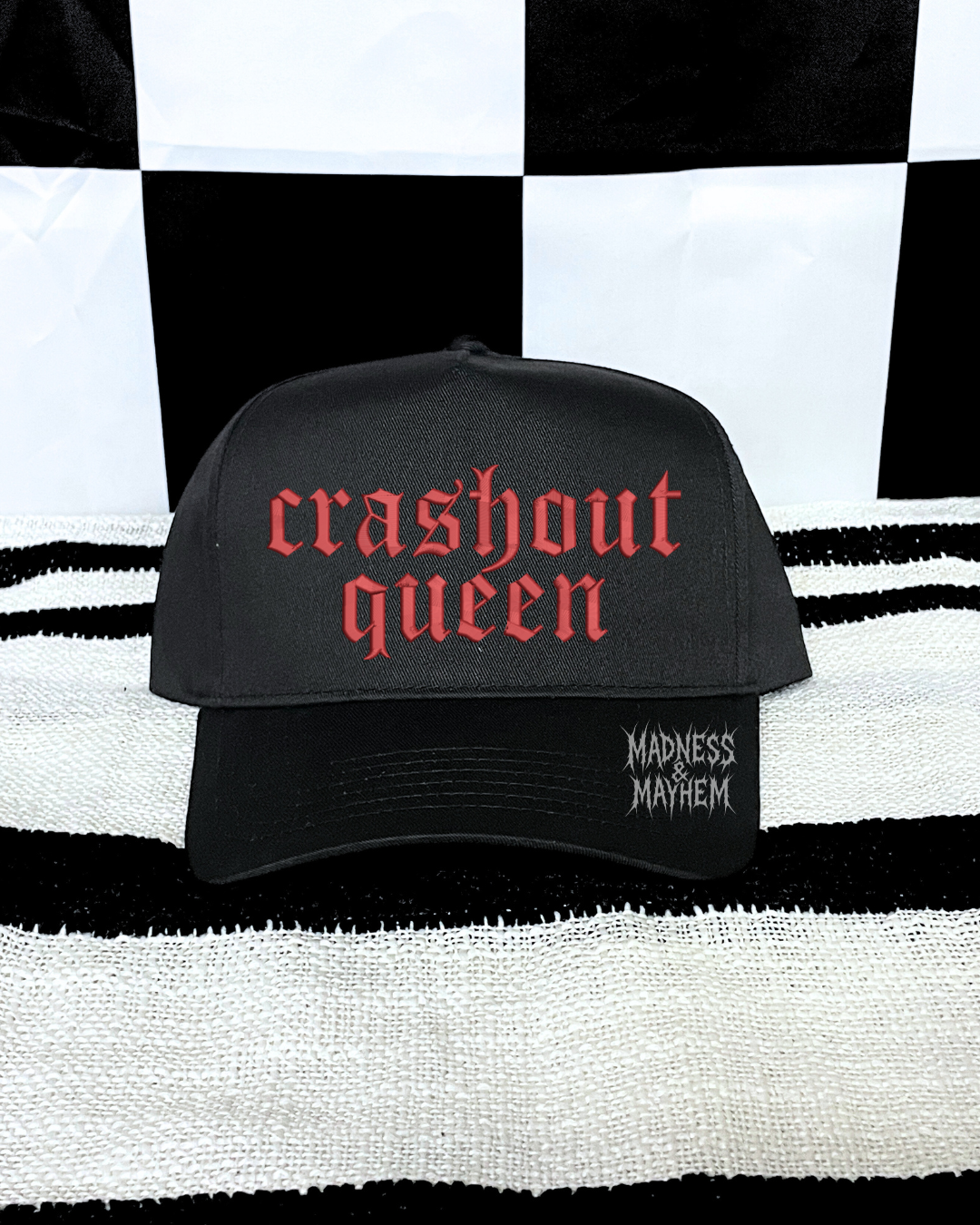 Crash out queen embroidered Black Hat