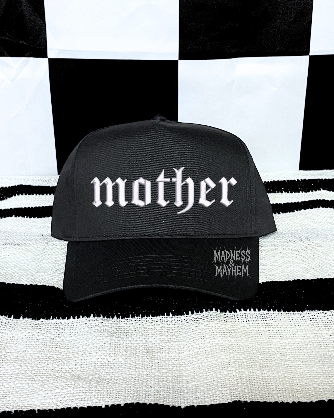Mother embroidered Black Hat