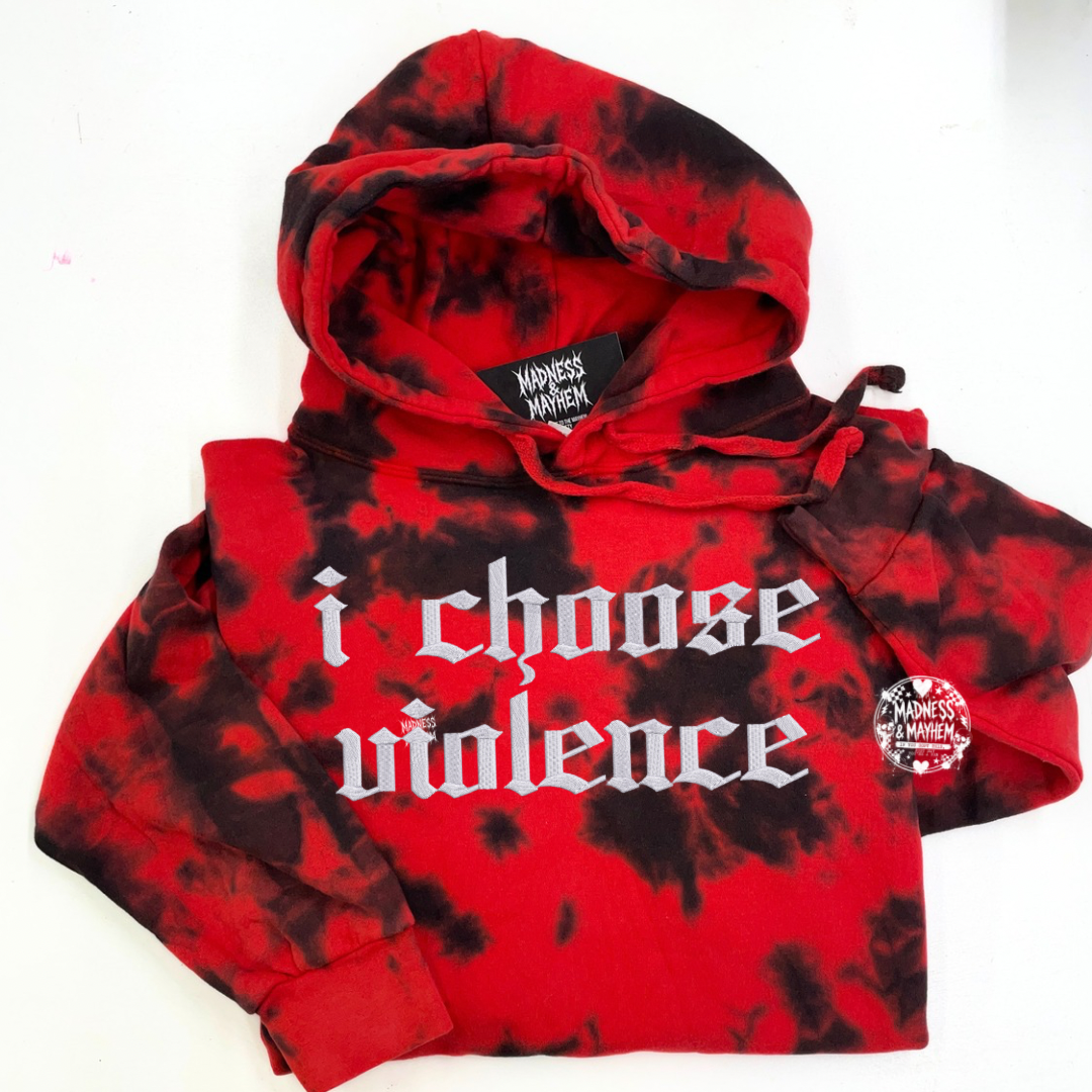 Red choose violence embroidered Hoodie