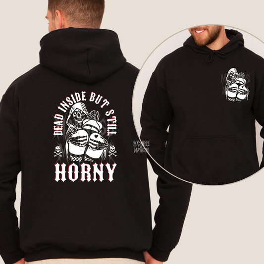 Mens dead inside horny front/back hoodie