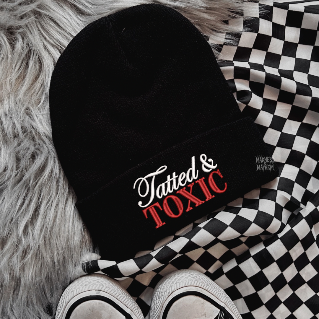 Tatted & toxic embroidered beanie