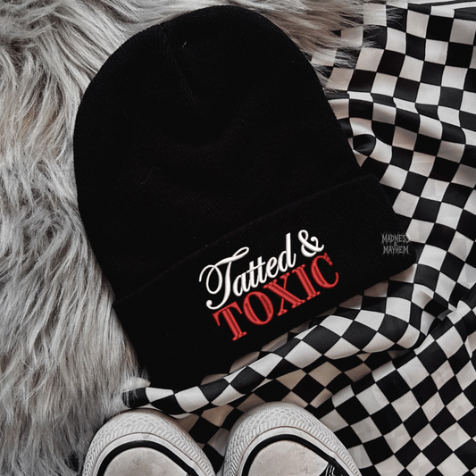 Tatted & toxic embroidered beanie