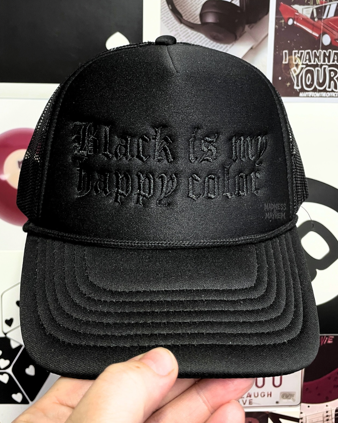 Black is my happy color embroidered Trucker Hat