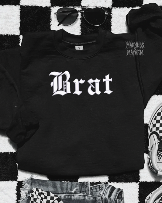 Embroidered Brat crew neck sweatshirt