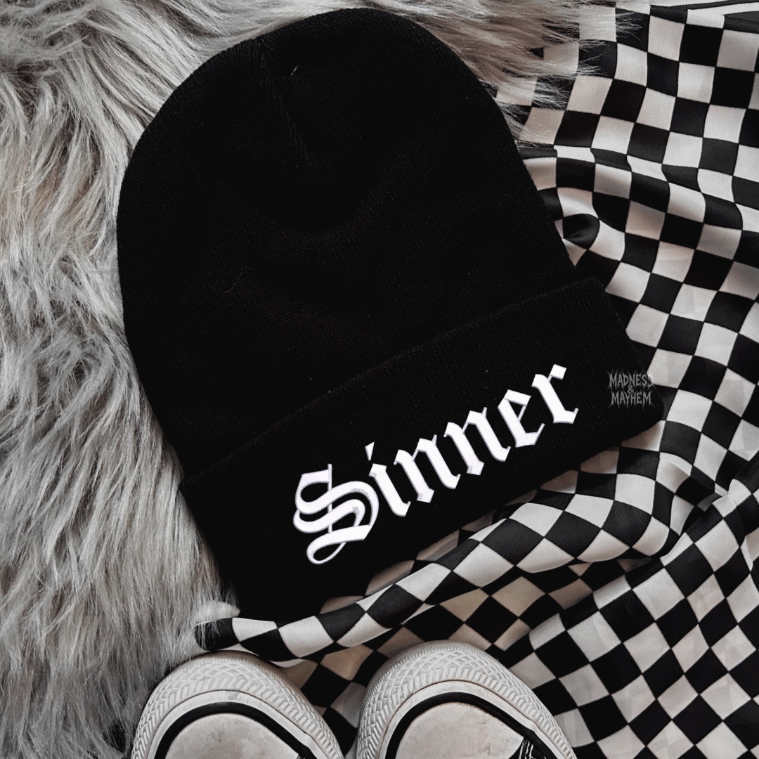 Sinner embroidered beanie