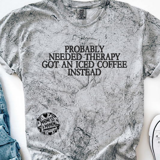 Coffee therapy embroidered color blast tshirt