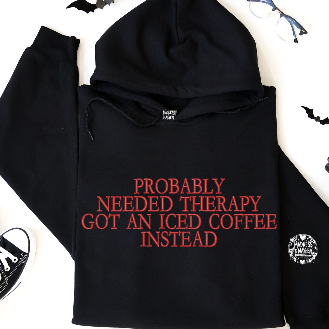 Coffee therapy embroidered Hoodie