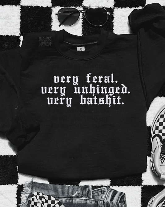 very feral embroidered sweatshirt