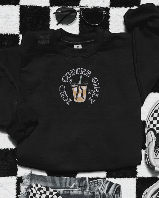 Iced coffee girly embroidered sweatshirt