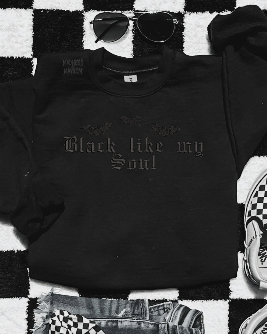 Black like my soul embroidered sweatshirt