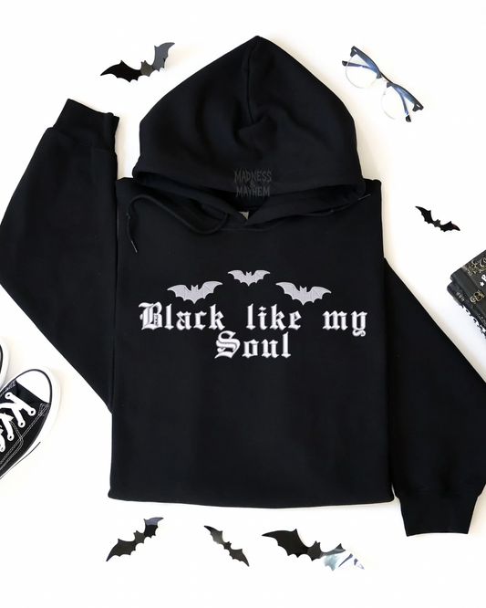 Black like my soul Embroidered Hoodie