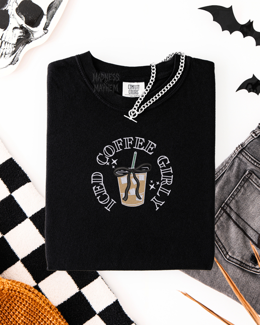 Iced coffee girly Embroidered Tshirt