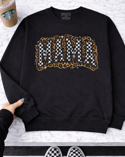 Leopard checkered mama sweatshirt