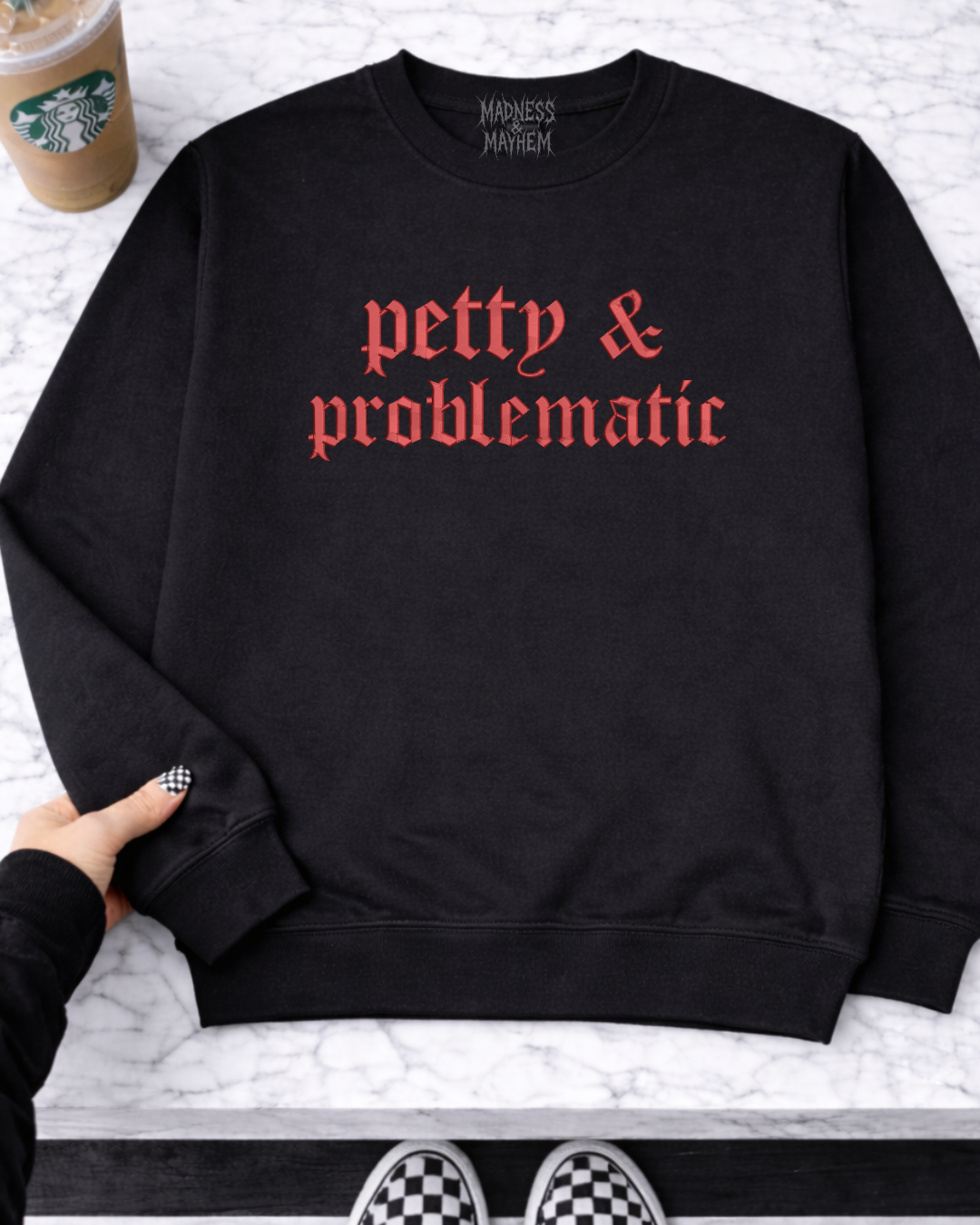 Petty & problematic embroidered sweatshirt