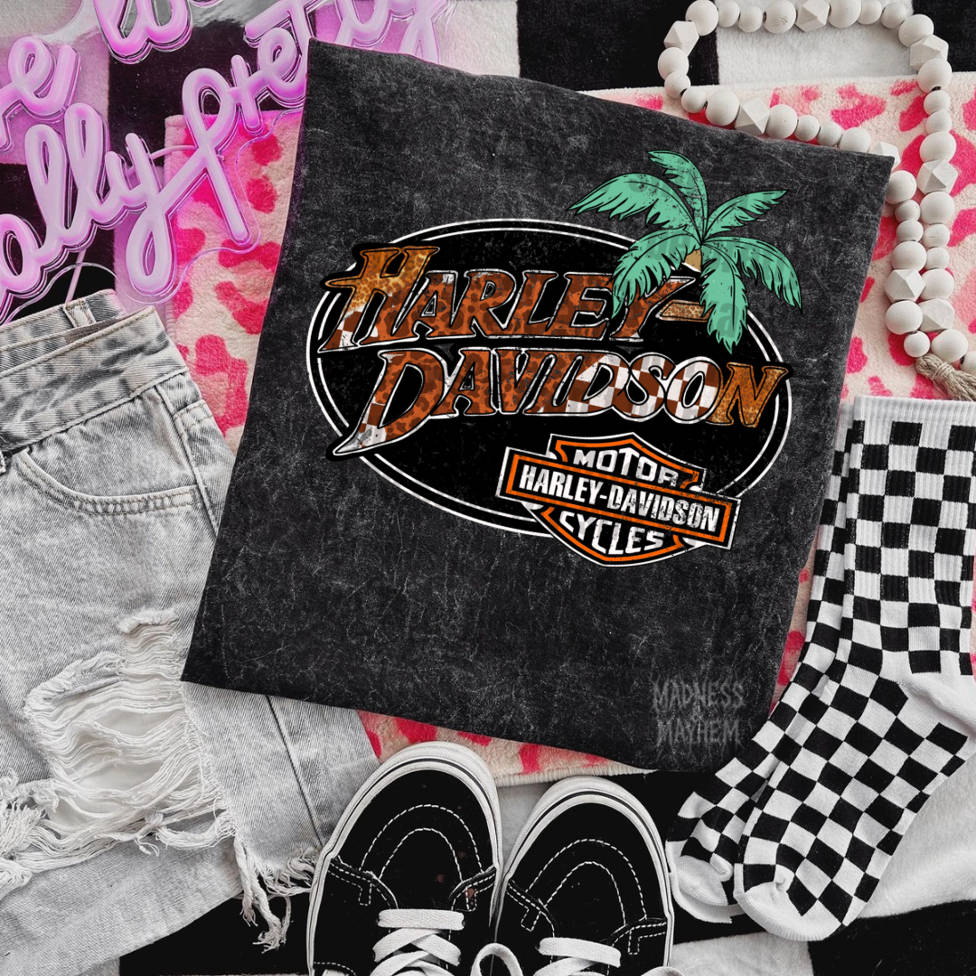 Harley palm tree mineral wash tee