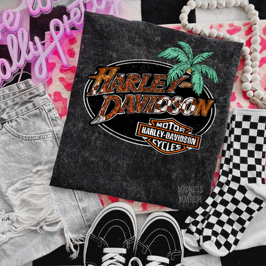 Harley palm tree mineral wash tee