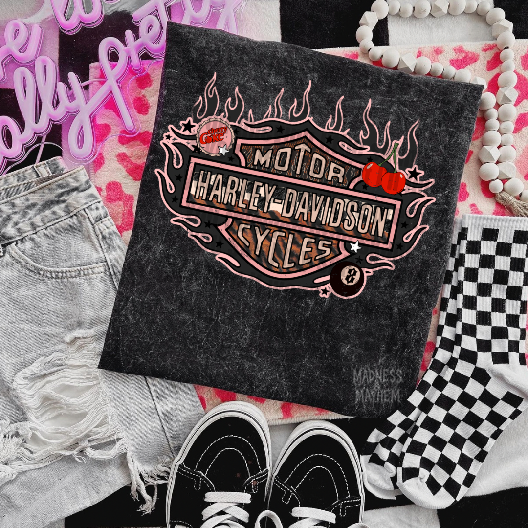 Cherry Harley mineral wash tee