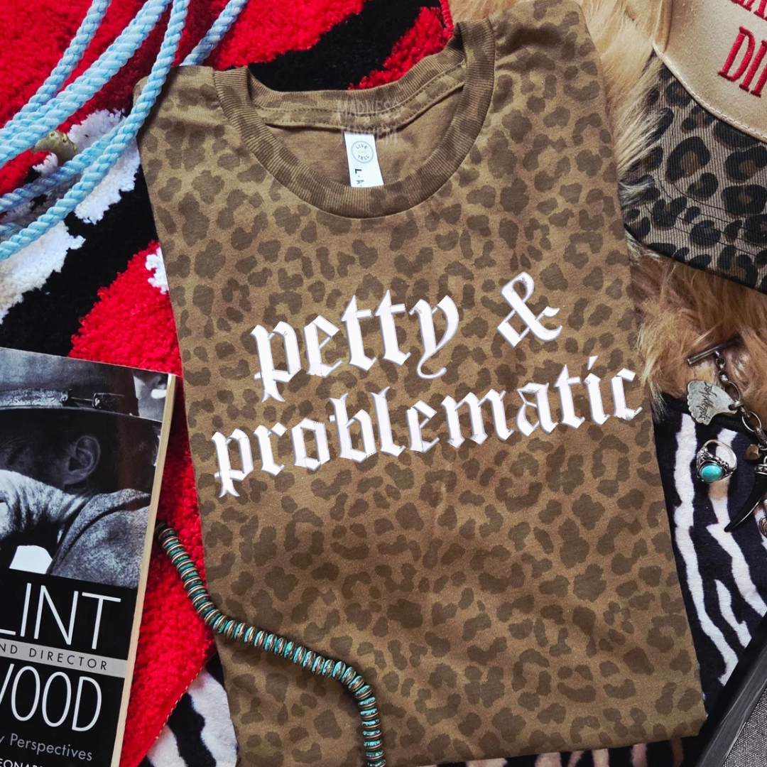 Petty & problematic embroidered leopard print T-shirt