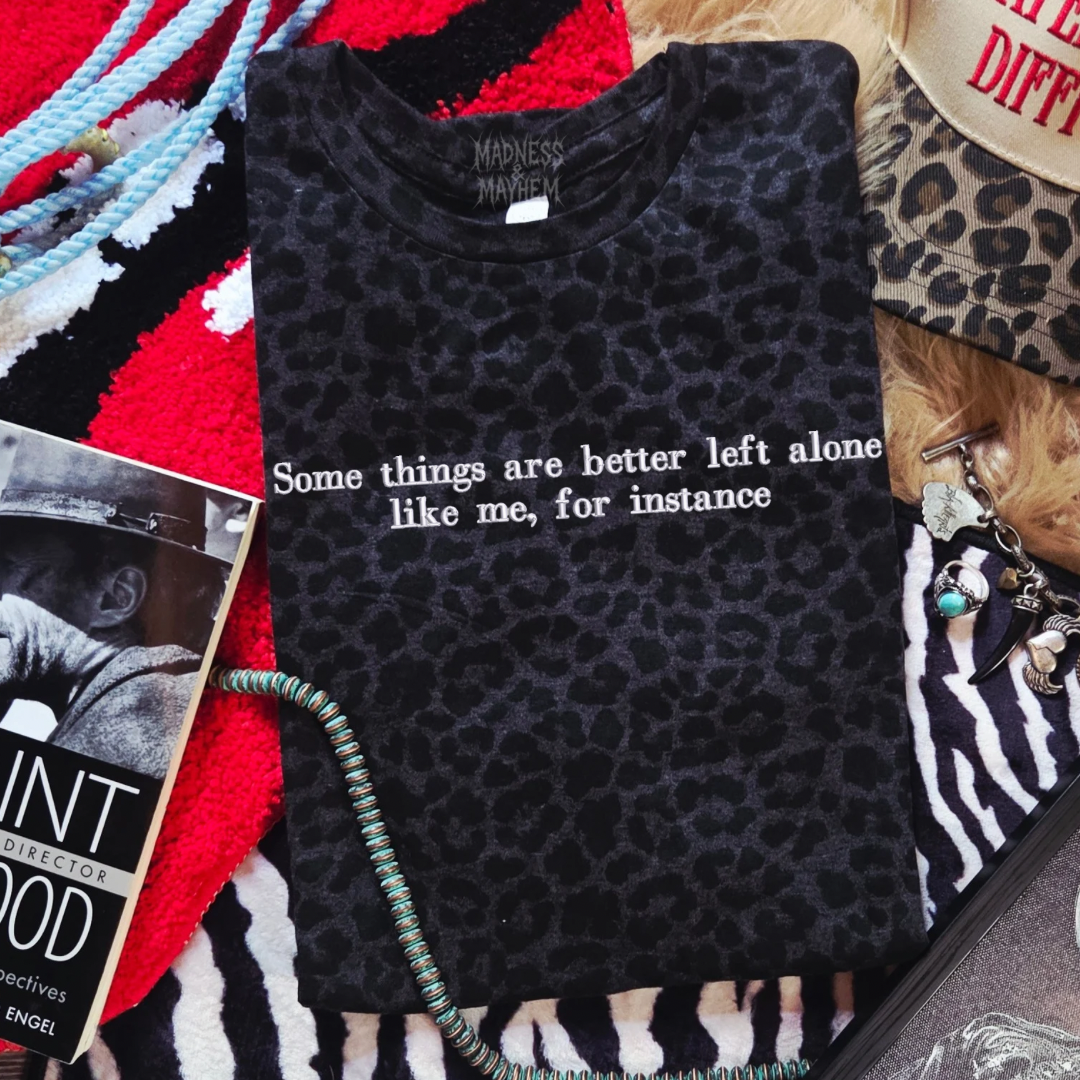 Left alone embroidered leopard print T-shirt