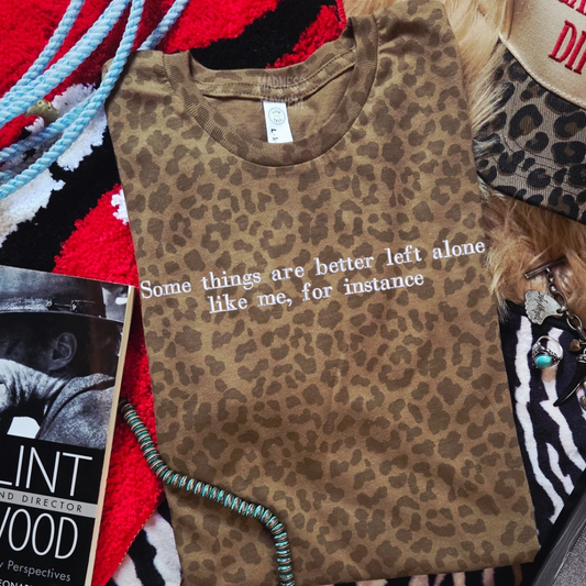 Left alone embroidered leopard print T-shirt