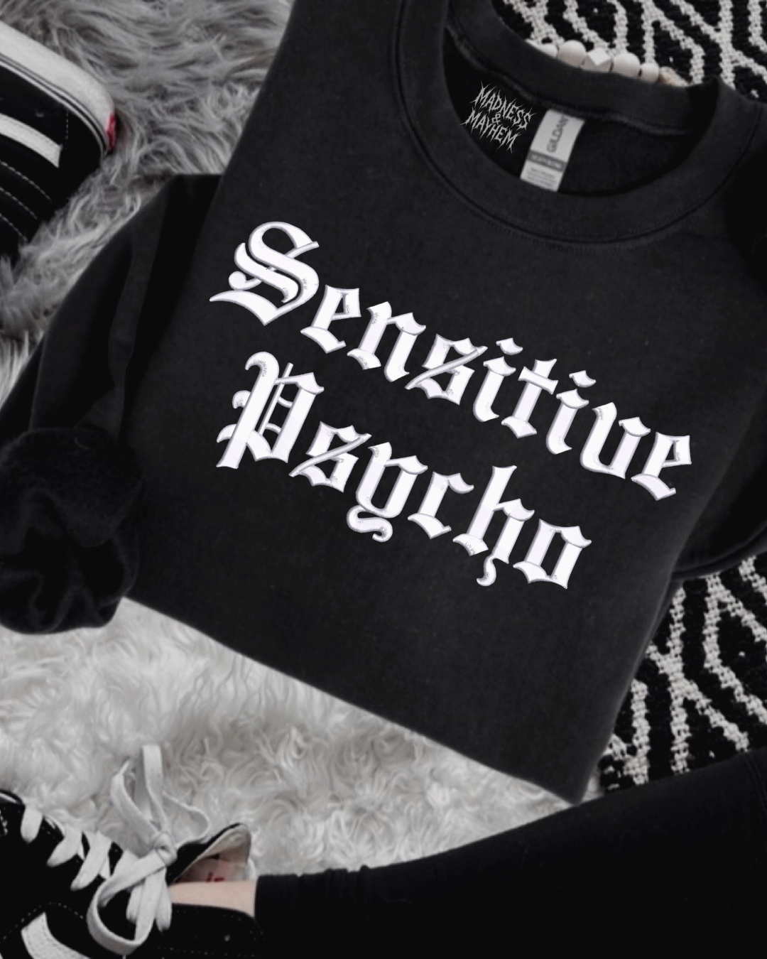 Sensitive psycho embroidered sweatshirt