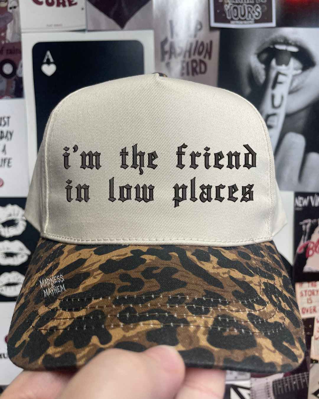 Friend in low places Leopard embroidered hat