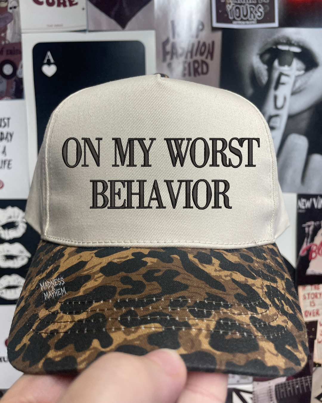 Worst behavior Leopard embroidered hat