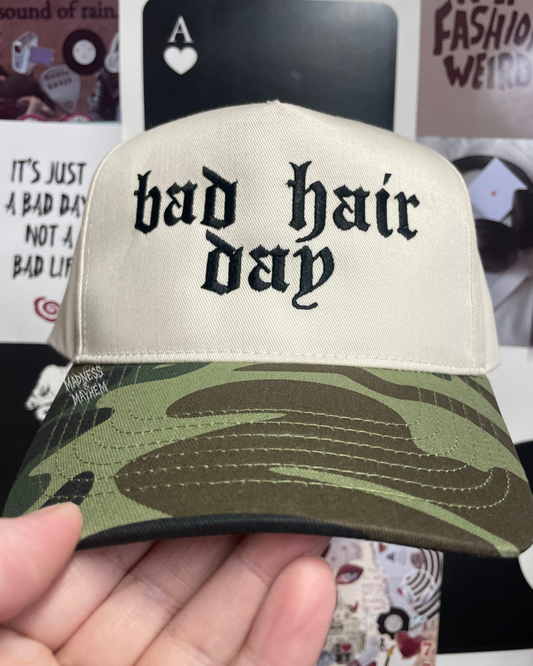 Camo bad hair day embroidered Hat