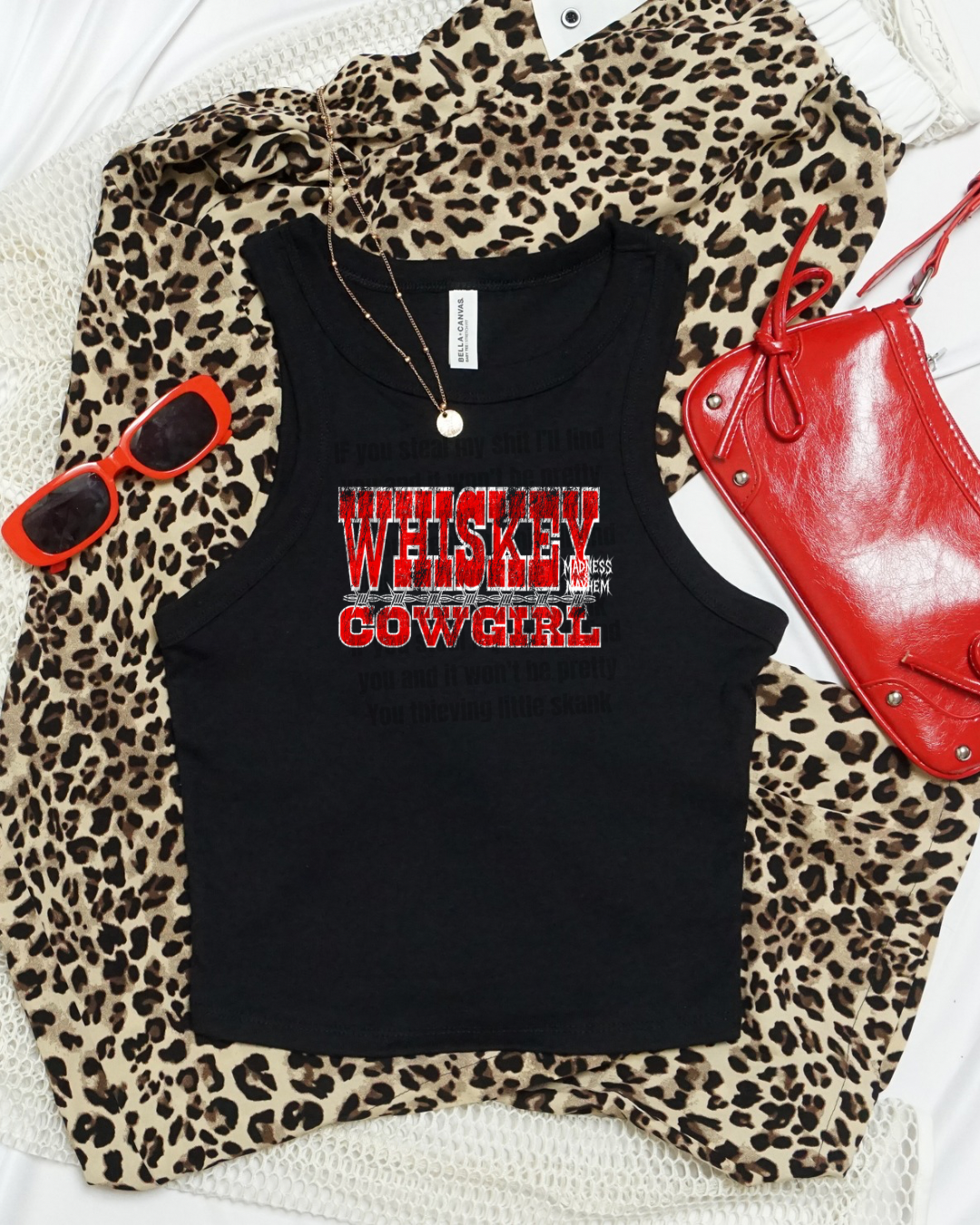 Whiskey cowgirl cropped tank