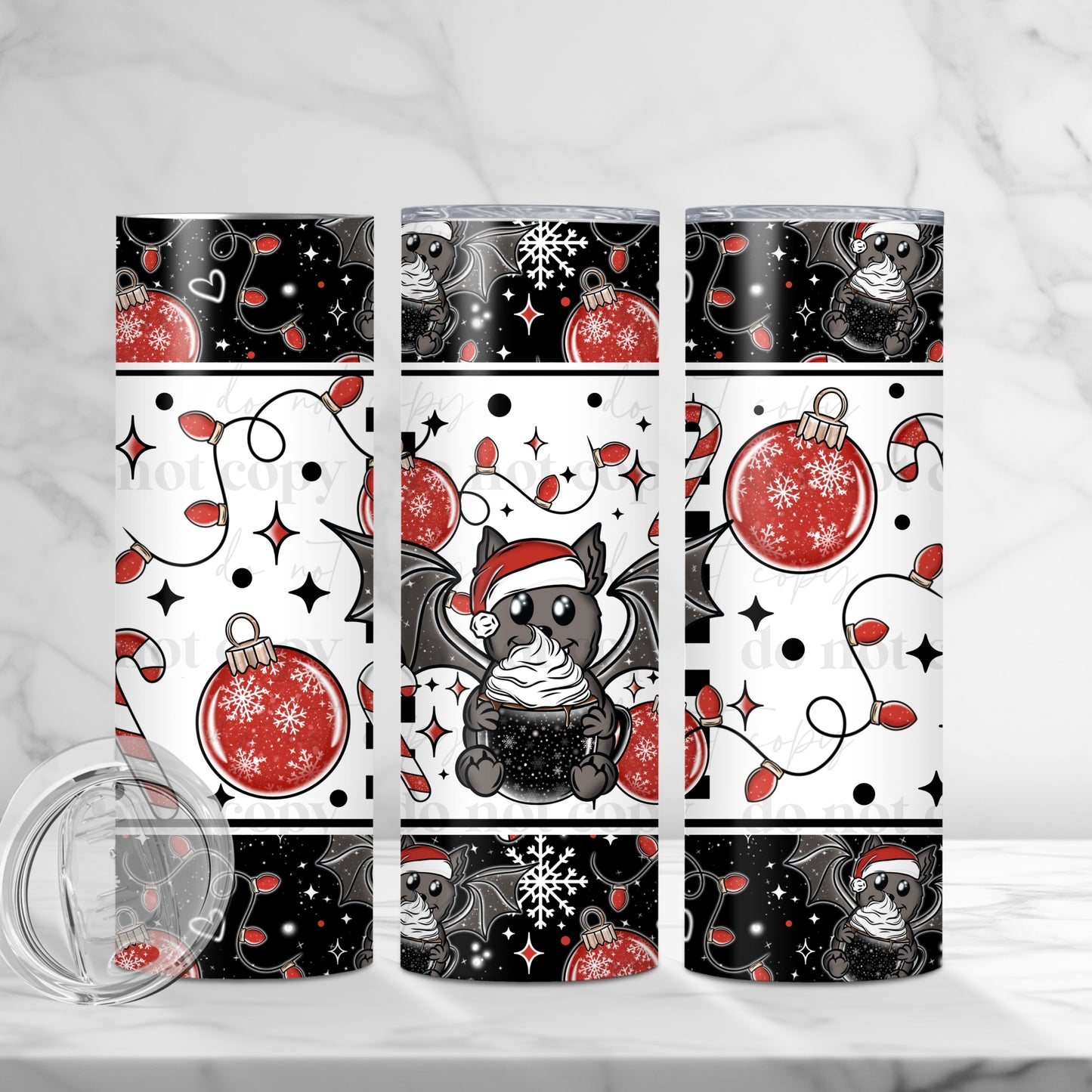 Christmas Bat Tumbler wrap 20z Tumbler Wrap (sublimation transfer)