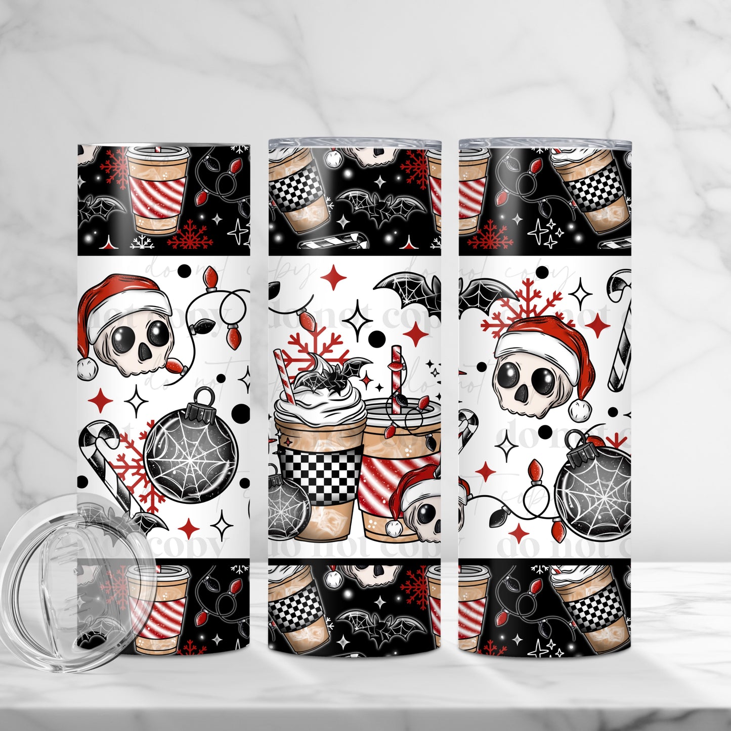 Christmas Skull Coffee wrap 20z Tumbler Wrap (sublimation transfer)