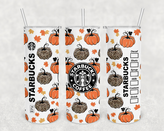 Leopard Fall Pumpkin 20z Tumbler Wrap (sublimation transfer)