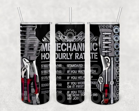 Mechanic Hourly Rate 20z Tumbler Wrap (sublimation transfer)