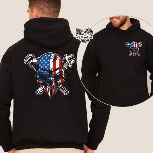 Mens Flag skull front/back hoodie