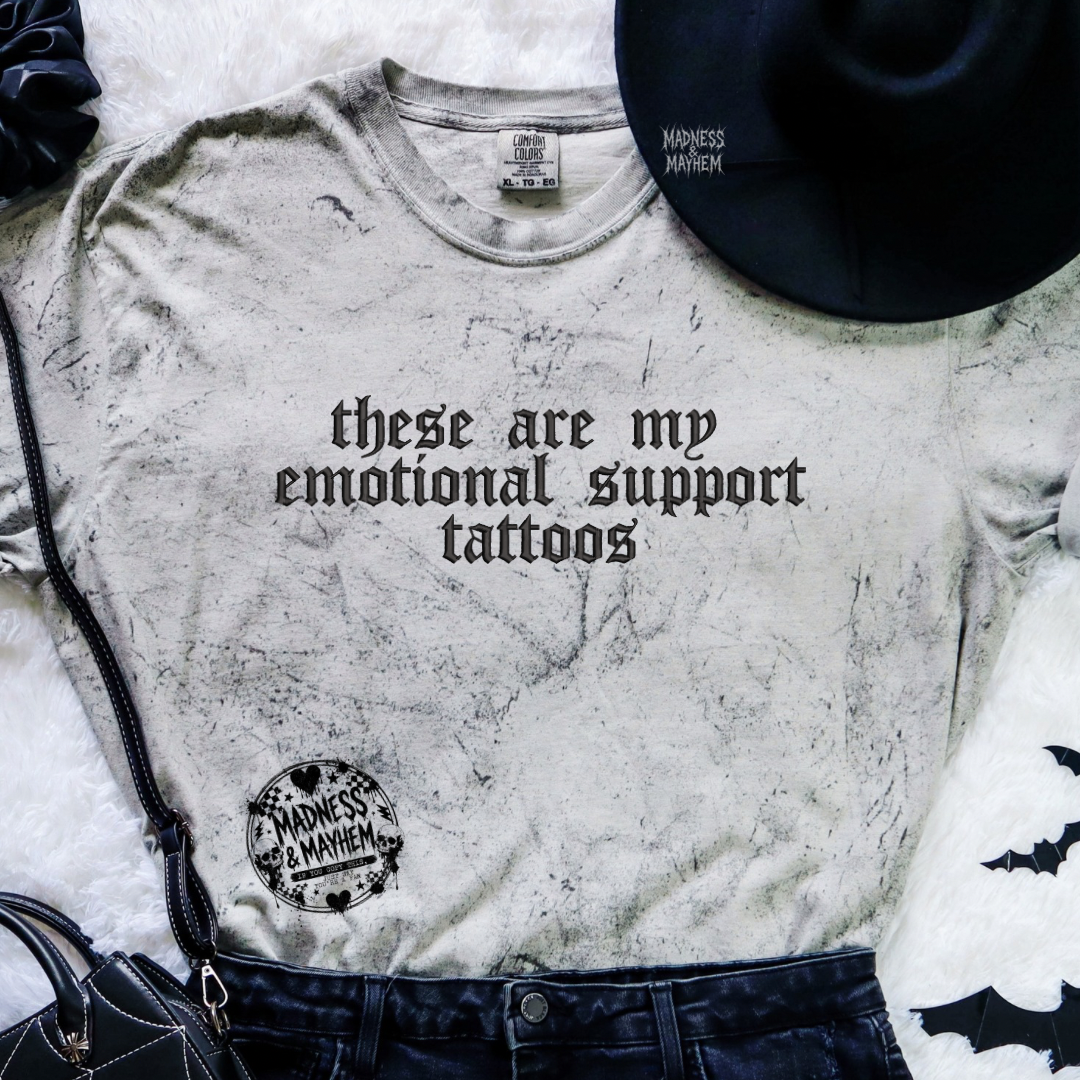emotional support tattoos embroidered color blast tshirt
