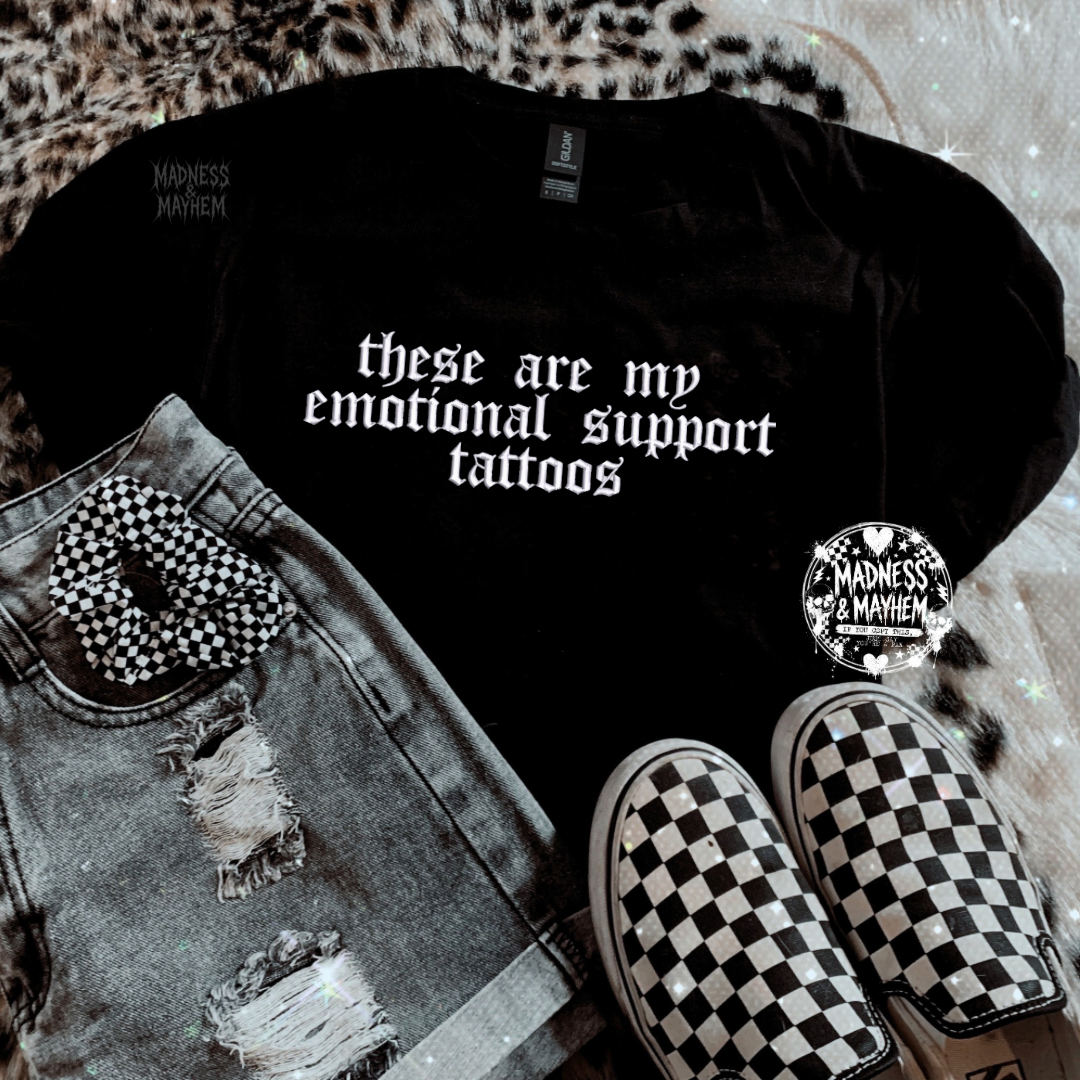 emotional support tattoos embroidered tshirt