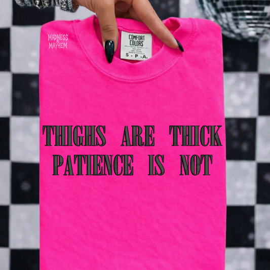 Thick thighs neon pink embroidered tshirt