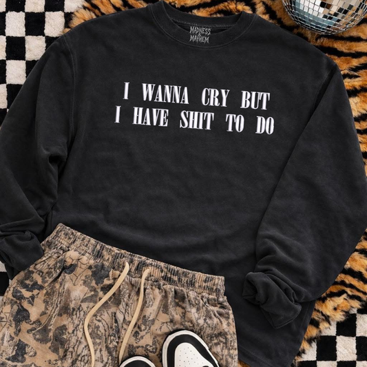 I wanna cry embroidered sweatshirt