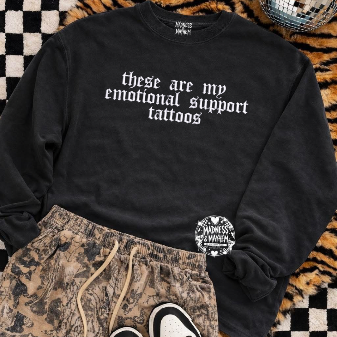 emotional support tattoos embroidered sweatshirt