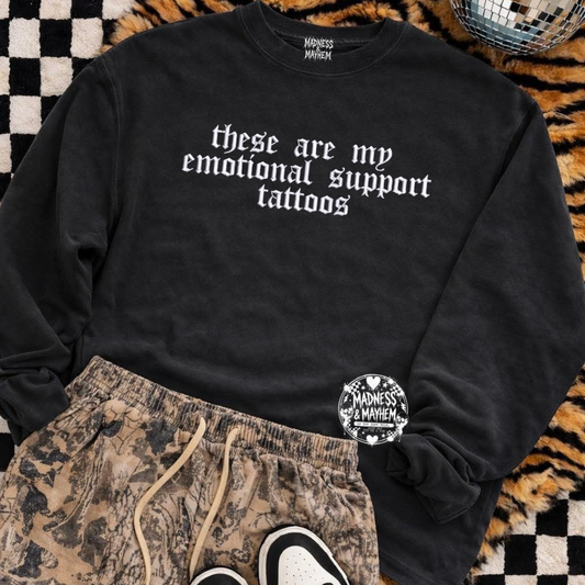 emotional support tattoos embroidered sweatshirt