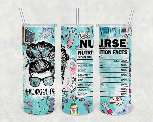 Nurse facts blue 20z Tumbler Wrap (sublimation transfer)