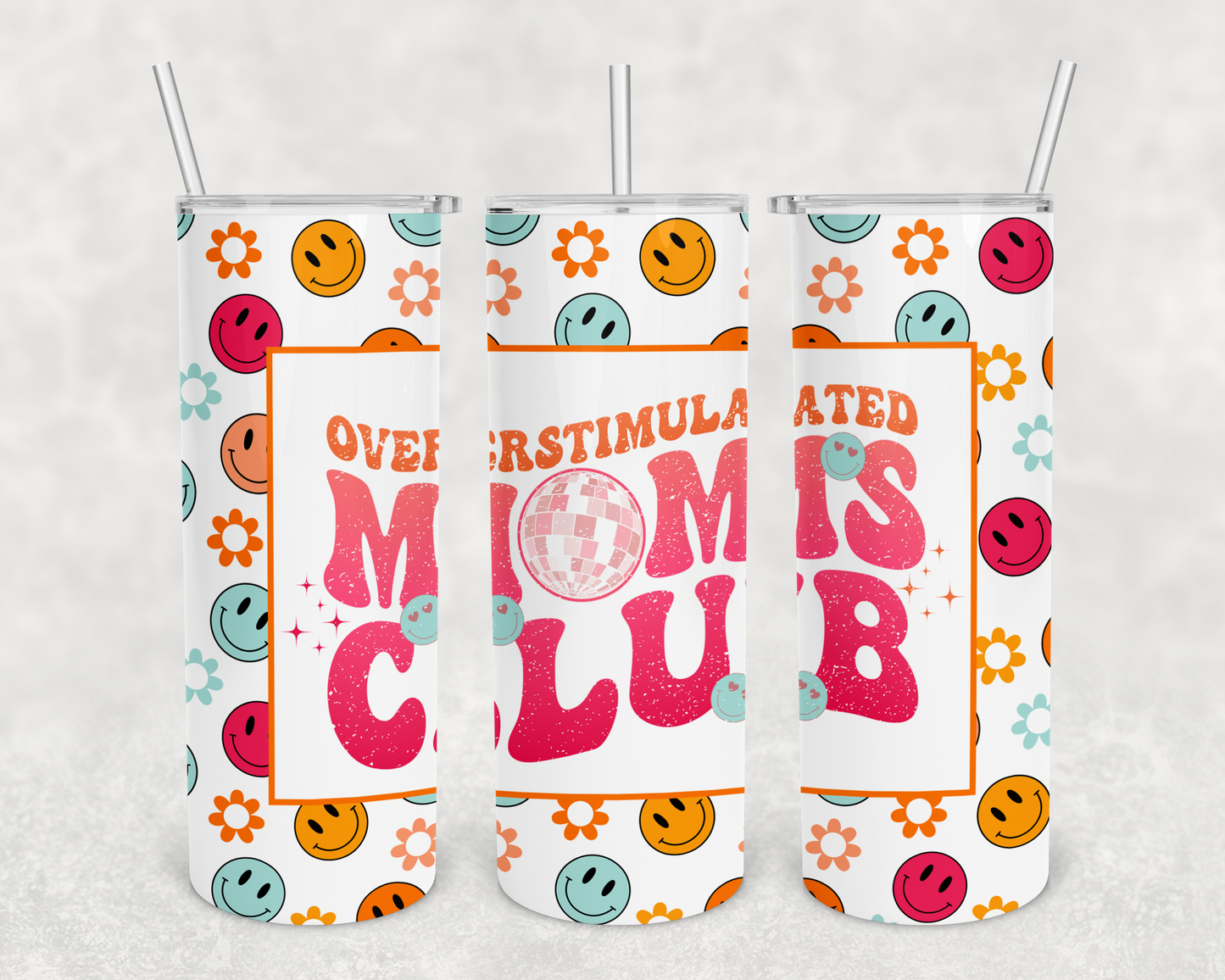 Overstimulated Moms Club Retro 20z Tumbler Wrap (sublimation transfer)