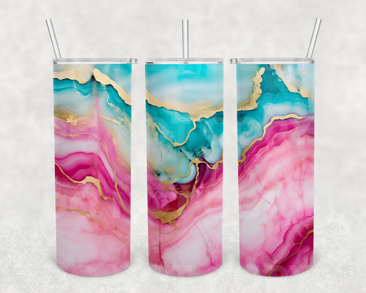 Pink blue marble 20z Tumbler Wrap (sublimation transfer)