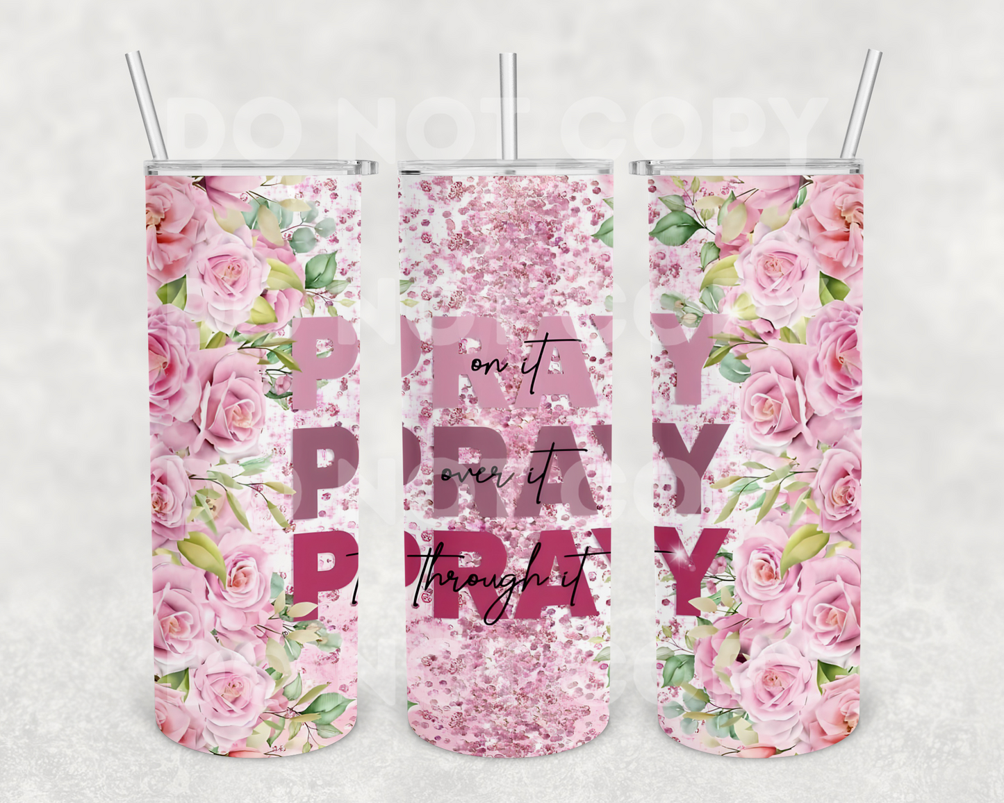 Pray Floral 20z Tumbler Wrap (sublimation transfer)