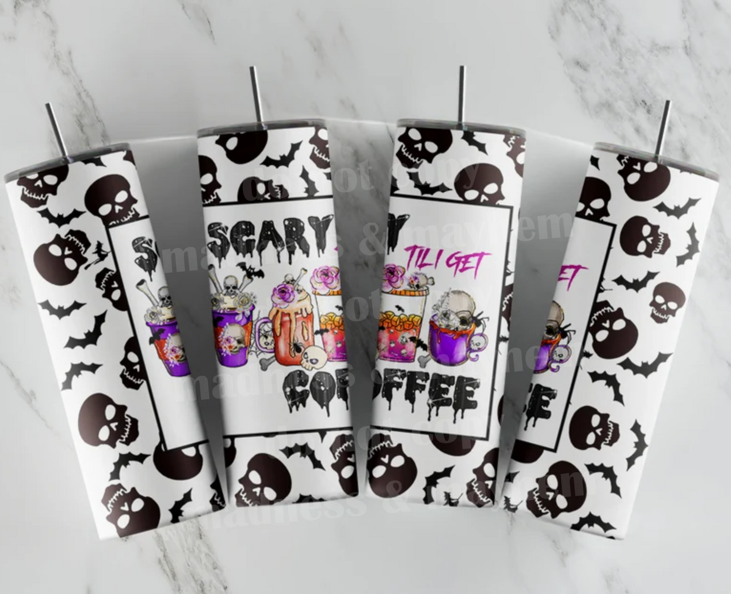 Scary til Coffee 20z Tumbler Wrap (sublimation transfer)