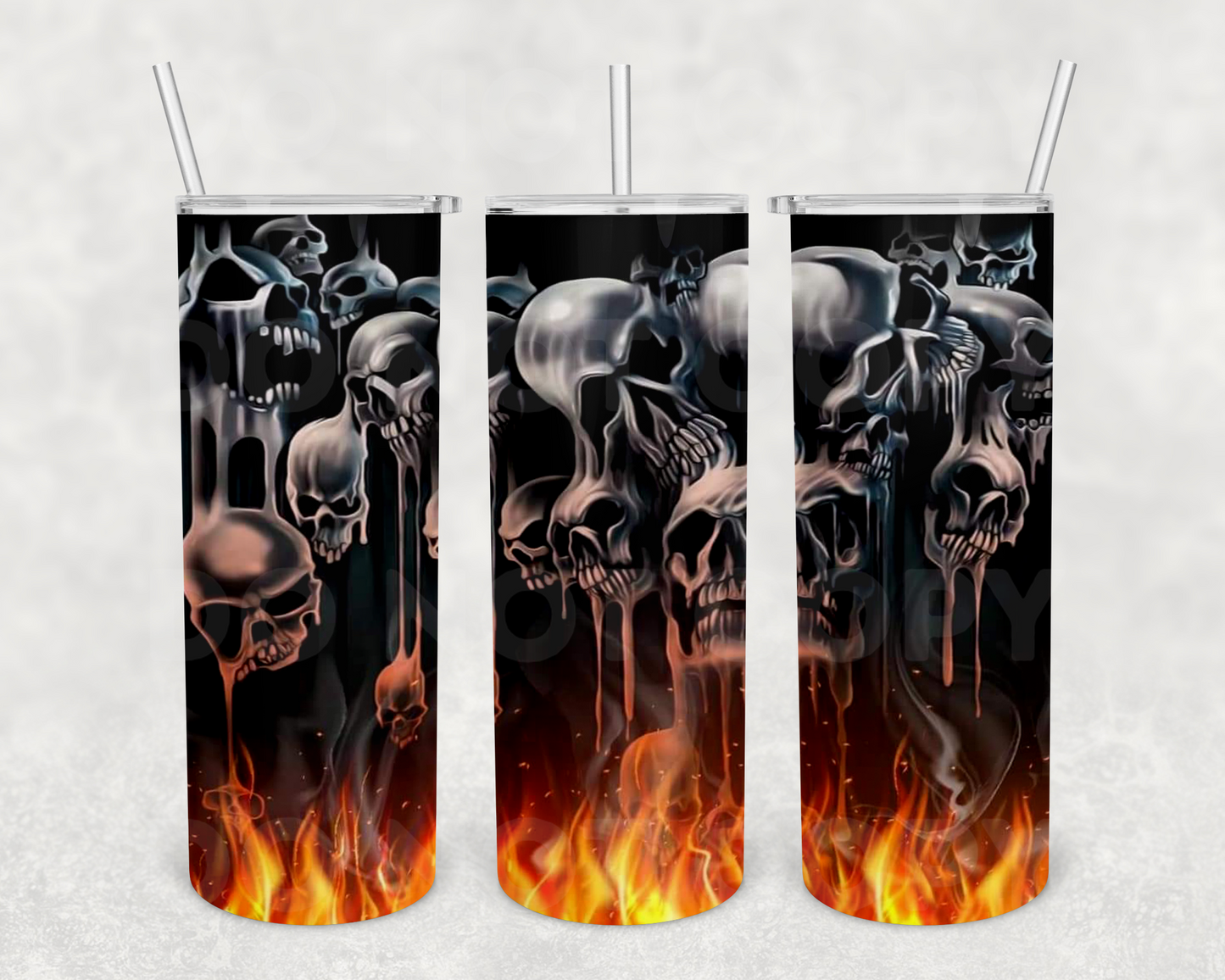 Skull Fire 20 oz tumbler (finished product)