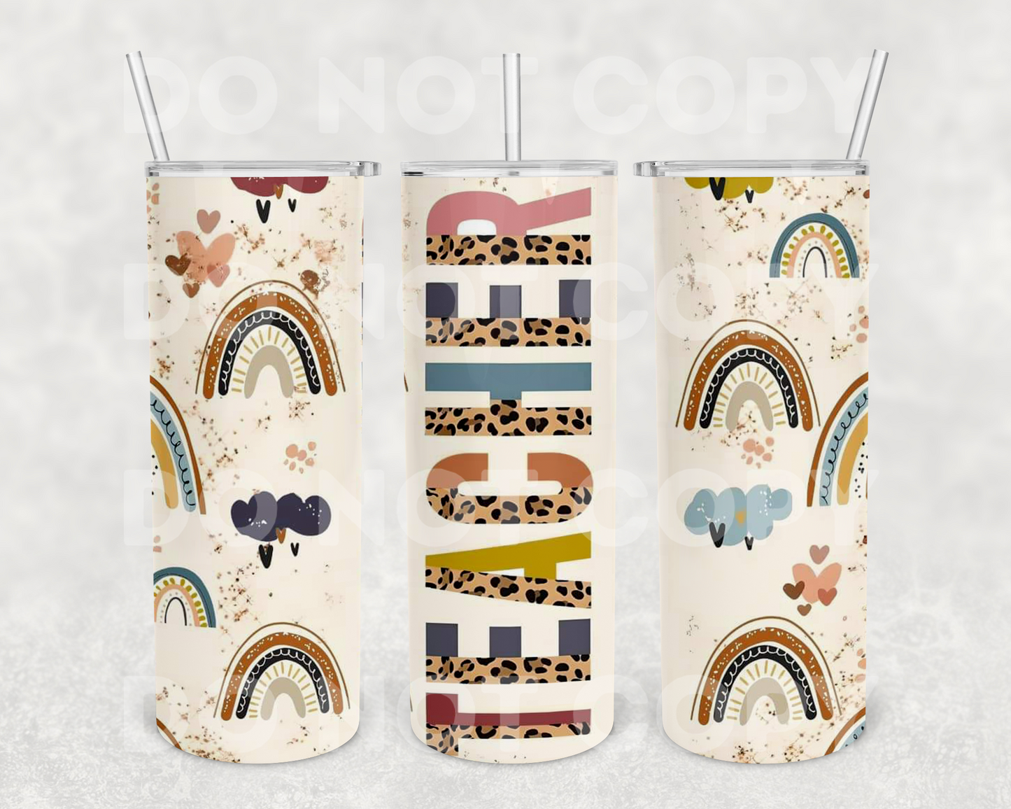 Neutral Teacher Rainbow 20z Tumbler Wrap (sublimation transfer)