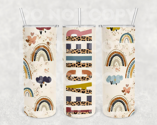 Neutral Teacher Rainbow 20z Tumbler Wrap (sublimation transfer)